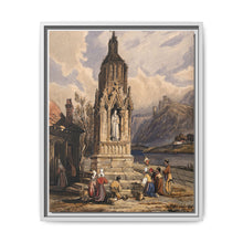 People near a river praying before the figure of a saint on a memorial cross - NOMADEN ART GALLERY