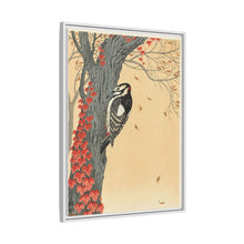 Great spotted woodpecker in tree with red ivy (1925 - 1936) by Ohara Koson