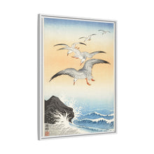 Five seagulls above turbulent sea (1900 - 1930) by Ohara Koson