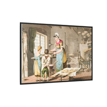 Illustration of woman making oat cakes from The Costume of Yorkshire (1814)