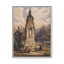 People near a river praying before the figure of a saint on a memorial cross - NOMADEN ART GALLERY
