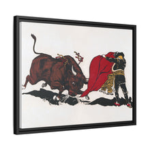 Matador and bull, aesthetic woodcut