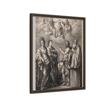 The coronation of the Virgin with four saints: Saint Catherine of Alexandria, Saint John the Evangelist, Saint John the Baptist and Saint Benedict or Saint Romuald. Drawing by F. Rosaspina, c. 1830, after G. Reni.