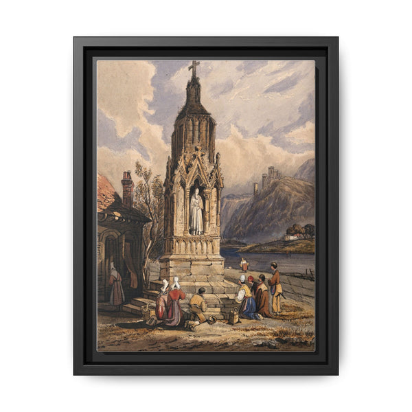 People near a river praying before the figure of a saint on a memorial cross - NOMADEN ART GALLERY