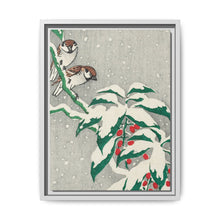 Sparrows on snowy berry bush (ca. 1900–1945) by Ohara Koson
