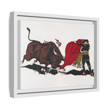 Matador and bull, aesthetic woodcut