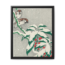 Sparrows on snowy berry bush (ca. 1900–1945) by Ohara Koson