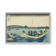 Viewing Sunset over the Ryogoku Bridge from the Onmaya Embankment (Onmayagashi yori Ryogokubashi sekiyo o miru), from the series 