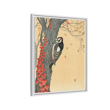 Great spotted woodpecker in tree with red ivy (1925 - 1936) by Ohara Koson