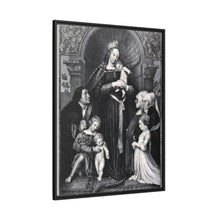 Saint Mary (the Blessed Virgin) with the Christ Child and a family as donors. Lithograph by F.S. Hanfstaengl, 1832 , after H. Holbein.