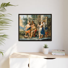 Tobias restoring the eyesight of Tobit in the presence of Raphael and Anna. Gouache painting by a Spanish painter, 19th century.