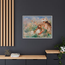 Mädchen im Gras arrangieren einen Blumenstrauß (Fillette couchée sur l'herbe et jeune fille arrangant un Bouquet) (1890) von Pierre-Auguste Renoir.
