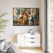 Tobias restoring the eyesight of Tobit in the presence of Raphael and Anna. Gouache painting by a Spanish painter, 19th century.