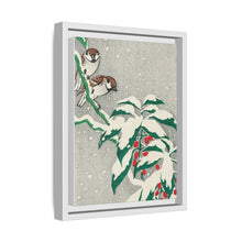 Sparrows on snowy berry bush (ca. 1900–1945) by Ohara Koson
