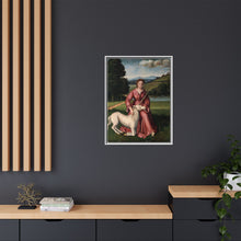 A virgin and a unicorn; representing chastity