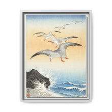 Five seagulls above turbulent sea (1900 - 1930) by Ohara Koson