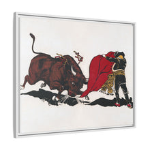 Matador and bull, aesthetic woodcut