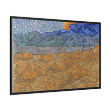 Landschap met korenschelven en opkomende maan (1889) by Vincent van Gogh - NOMADEN ART GALLERY
