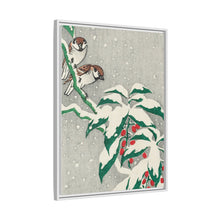 Sparrows on snowy berry bush (ca. 1900–1945) by Ohara Koson
