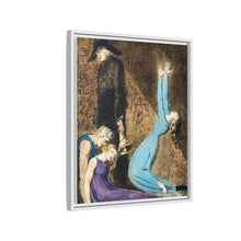 Man supporting a supine woman, an aged man with bell, and a woman in a blue dress raising arms illustration from Europe: a Prophecy by William Blake (1752-1827)