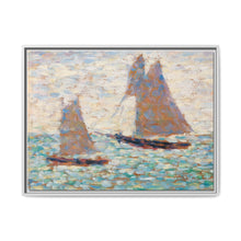 Two Sailboats at Grandcamp (Deux voiliers Ã Grandcamp) (ca. 1885) by Georges Seurat - NOMADEN ART GALLERY