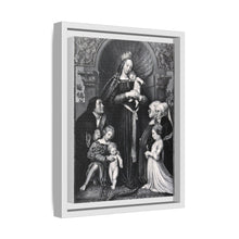 Saint Mary (the Blessed Virgin) with the Christ Child and a family as donors. Lithograph by F.S. Hanfstaengl, 1832 , after H. Holbein.