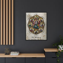 Saint George and Saint Antony of Padua, Saint Catherine of Alexandria, Saint Peter the Apostle, Saint Philomena, Saint Anne, Saint Barbara, Saint John the Baptist and Saint Agnes