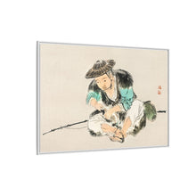Man maintaining a fishing rod by Kōno Bairei (1844-1895)