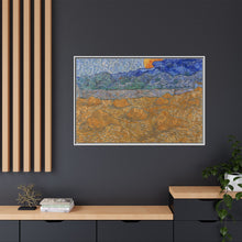 Landschap met korenschelven en opkomende maan (1889) by Vincent van Gogh - NOMADEN ART GALLERY