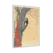 Great spotted woodpecker in tree with red ivy (1925 - 1936) by Ohara Koson