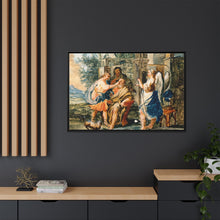 Tobias restoring the eyesight of Tobit in the presence of Raphael and Anna. Gouache painting by a Spanish painter, 19th century.