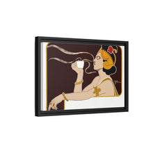 Poster showing woman holding up glass of coffee (Rajah brand) (1897) chromolithograph by Henri Meunier.