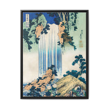 Yoro Waterfall in Mino Province by Katsushika Hokusai (1760-1849) a traditional Japanese Ukyio-e style illustration of two travellers looking at a waterfall and some travelers resting at the side. - NOMADEN ART GALLERY