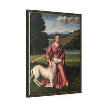 A virgin and a unicorn; representing chastity
