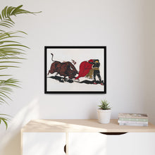 Matador and bull, aesthetic woodcut