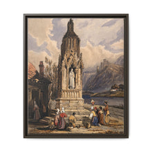 People near a river praying before the figure of a saint on a memorial cross - NOMADEN ART GALLERY