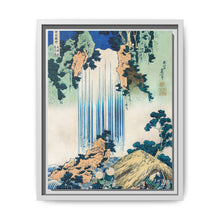 Yoro Waterfall in Mino Province by Katsushika Hokusai (1760-1849) a traditional Japanese Ukyio-e style illustration of two travellers looking at a waterfall and some travelers resting at the side. - NOMADEN ART GALLERY