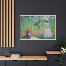 In the Woods at Giverny, Blanche Hoschedé at Her Easel with Suzanne Hoschedé Reading (1887) by Claude Monet - NOMADEN ART GALLERY