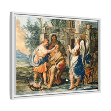 Tobias restoring the eyesight of Tobit in the presence of Raphael and Anna. Gouache painting by a Spanish painter, 19th century.