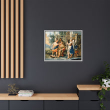 Tobias restoring the eyesight of Tobit in the presence of Raphael and Anna. Gouache painting by a Spanish painter, 19th century.