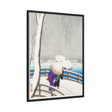 Two women in the snow on Yanagi Bridge (1927) by Ohara Koson