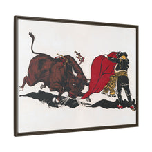 Matador and bull, aesthetic woodcut