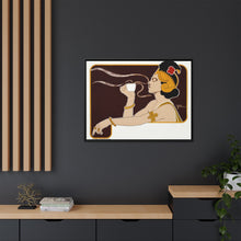 Poster showing woman holding up glass of coffee (Rajah brand) (1897) chromolithograph by Henri Meunier.
