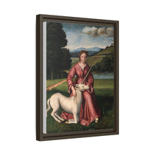 A virgin and a unicorn; representing chastity