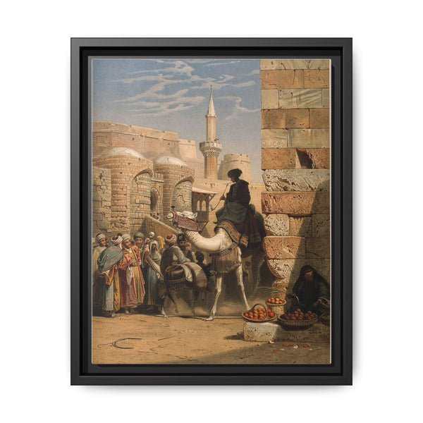 Egypt: a street with a man smoking and riding a camel. Chromolithograph after C. F. H. Werner, 1873. - NOMADEN ART GALLERY