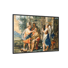 Tobias restoring the eyesight of Tobit in the presence of Raphael and Anna. Gouache painting by a Spanish painter, 19th century.