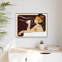 Poster showing woman holding up glass of coffee (Rajah brand) (1897) chromolithograph by Henri Meunier.