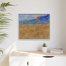 Landschap met korenschelven en opkomende maan (1889) by Vincent van Gogh - NOMADEN ART GALLERY
