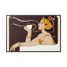 Poster showing woman holding up glass of coffee (Rajah brand) (1897) chromolithograph by Henri Meunier. - NOMADEN ART GALLERY