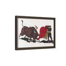Matador and bull, aesthetic woodcut